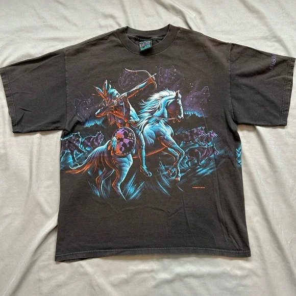 Vintage Indian Double Sided T-Shirt - Picture 1 of 12